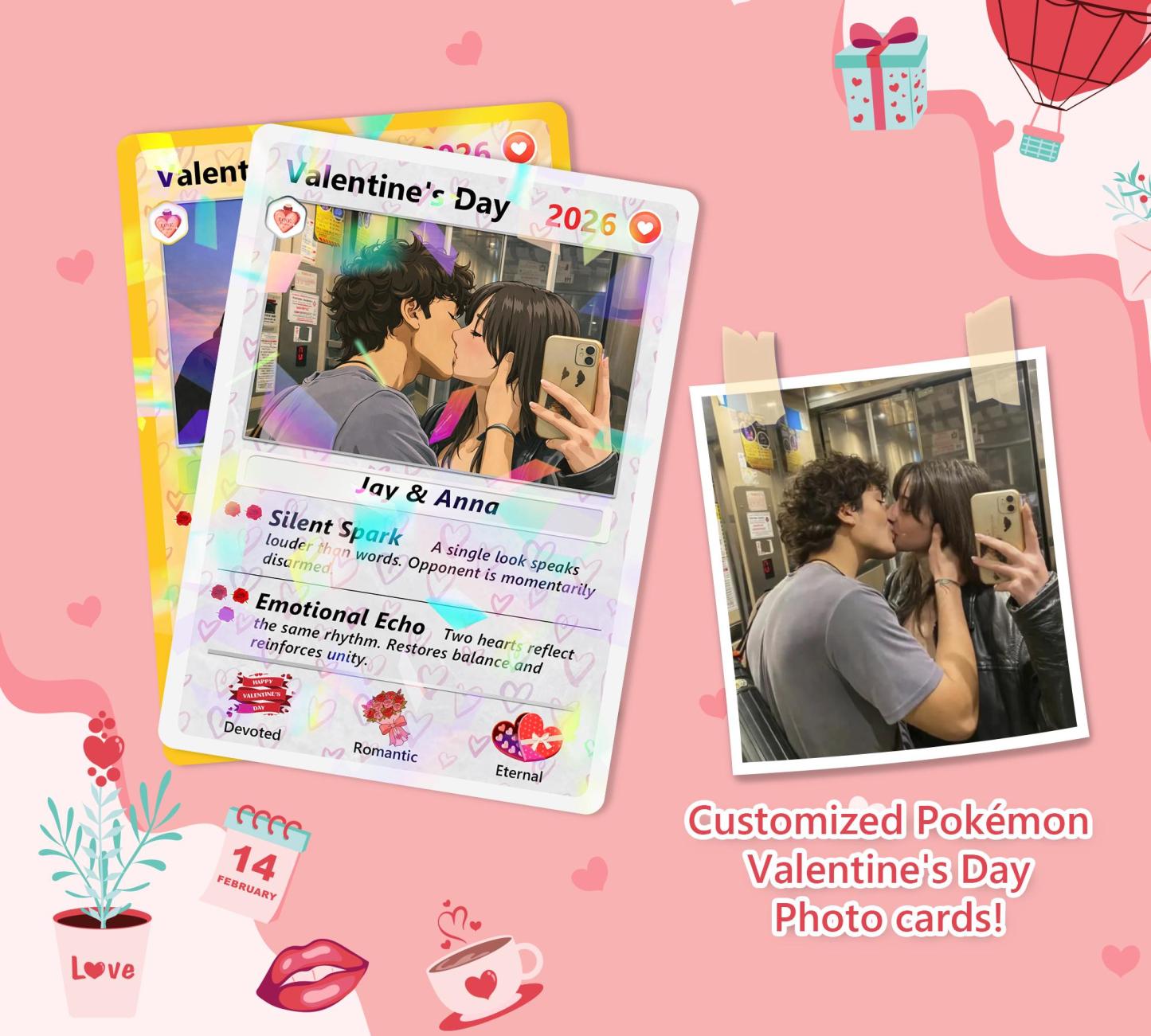 Personalized Pocket Monster Style Couple Anniversary Game Card Custom Evolution of Love Photo Game Card for Couples Valentine's Day Gifts