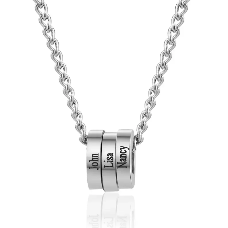 Custom Family Jewelry Necklace with Kids’ Names – Personalized Men’s Name Pendant Engraved Valentine’s Gift for Him