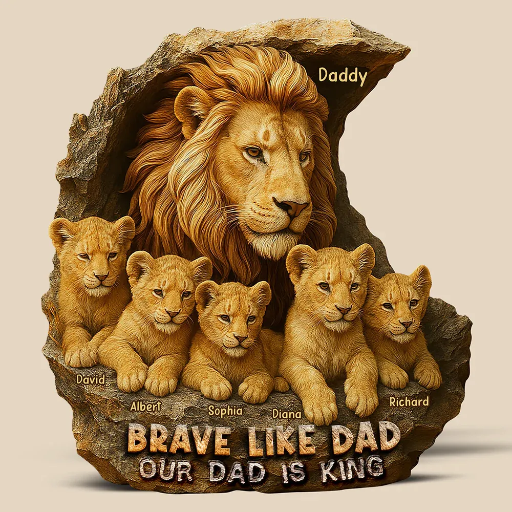 Lion Dad Plaque - Personalized Gifts For Father - Upto 5 Kids