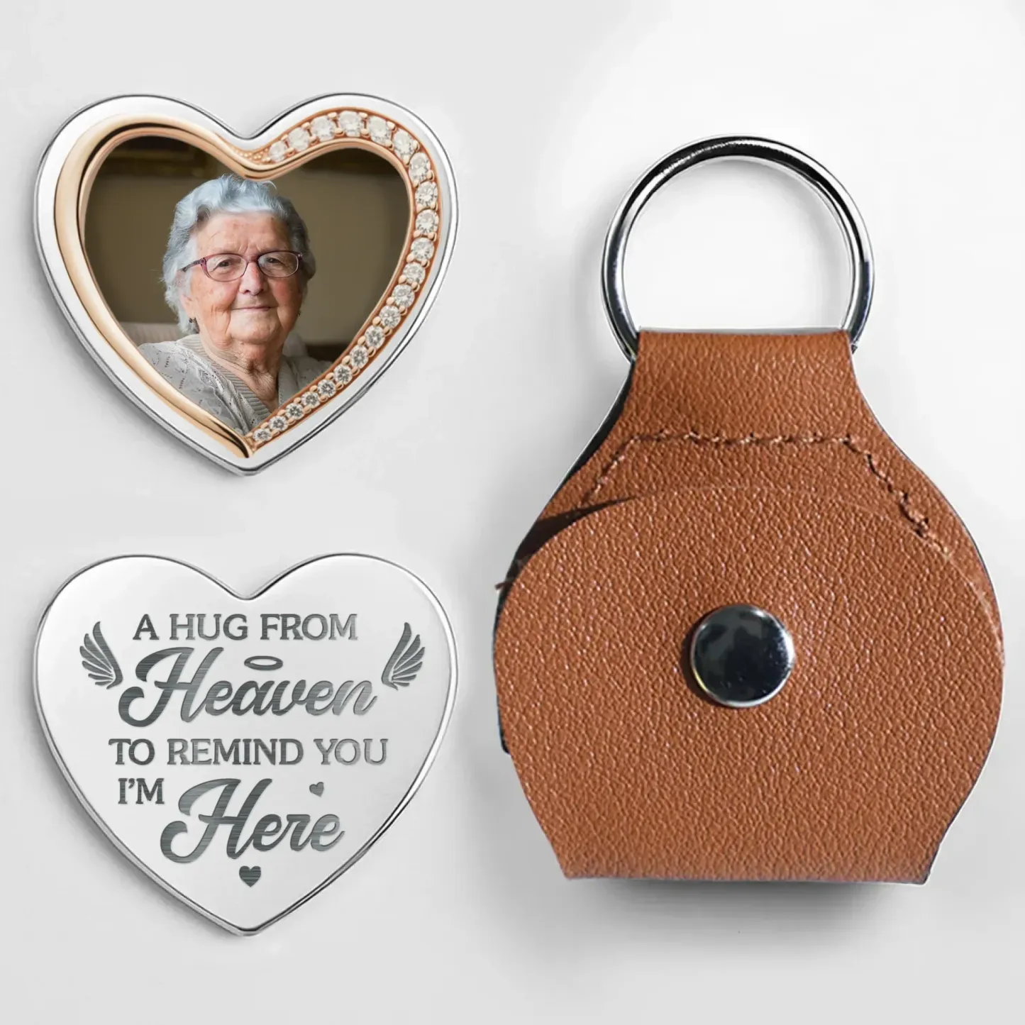 Personalized Pocket Heart Keychain with Custom Photo and Engraved Message – Meaningful Gift for Loved Ones