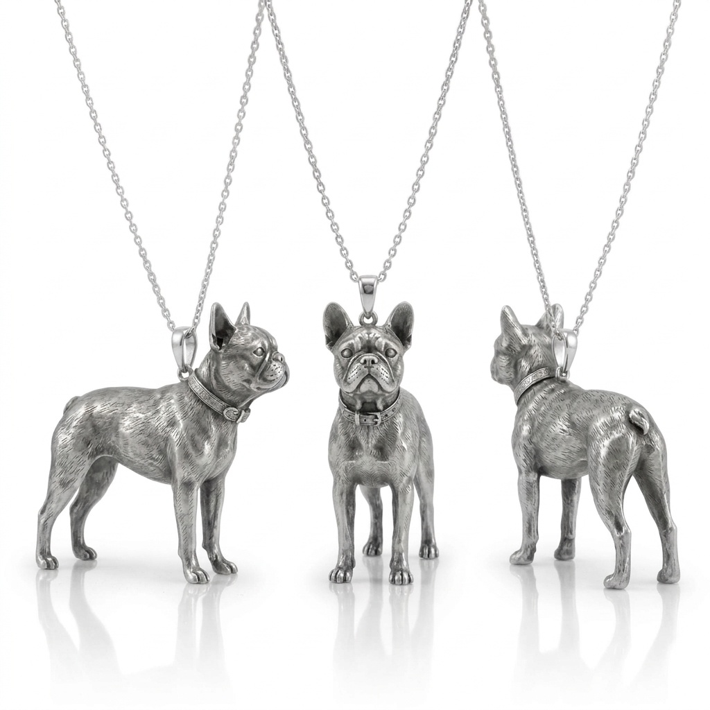 Exquisite S925 Sterling Silver 3D Pet Pendant Necklace, Highly Detailed Sculpted Dog & Cat Animal Charm Jewelry for Pet Owners