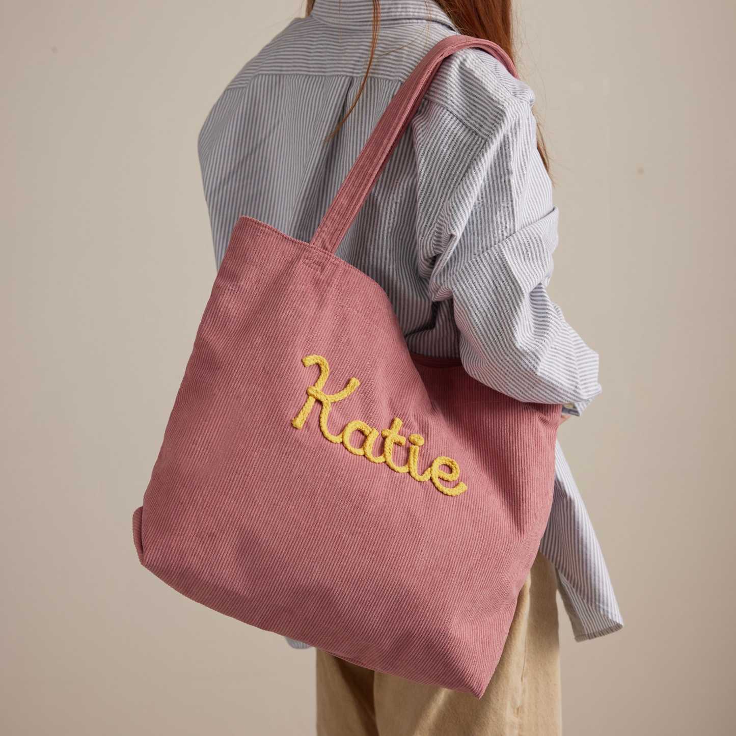 Custom Corduroy Tote Bag Personalized Embroidered Corduroy Tote Bag With Magnetic Buckle Mother's Day Gifts