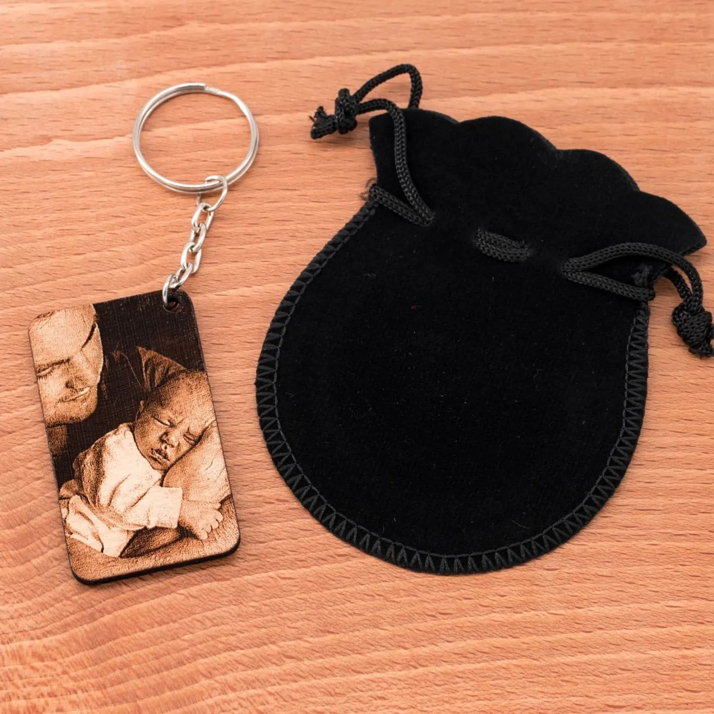Personalized Photo Wooden Keychain Custom Calendar Text Keyring Father's Day Gift for Best Dad Ever