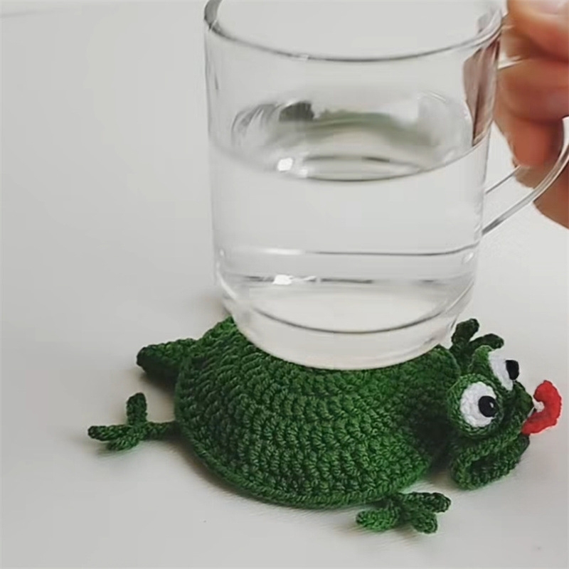 Cute Crochet Turtle Coasters Handmade Yarn Knitted Animal Cup Mats Novelty Finished Coasters