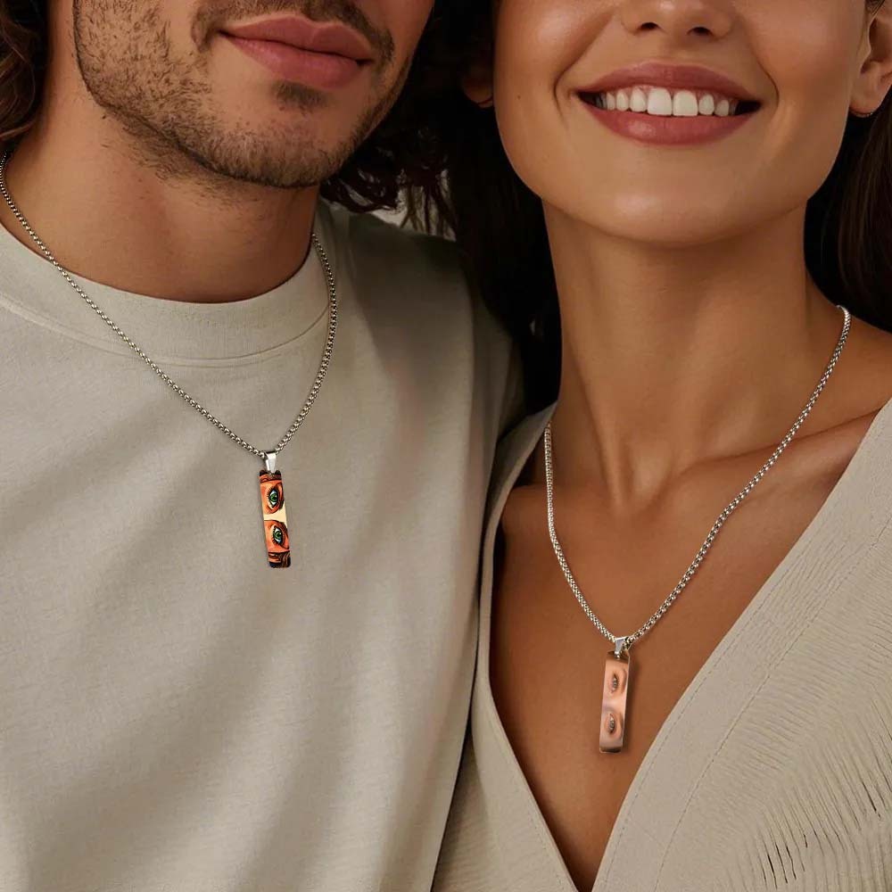 Custom Eye Photo Necklace Personalized Photo & Comic Style Eye Pendant Double Sided Photo Bar Pendant Gifts for Her