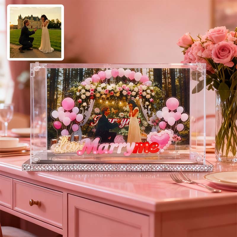 Custom Forest Proposal Micro Landscape Acrylic Stand Personalized Woodland Engagement Photo Personalized Couple Keepsake