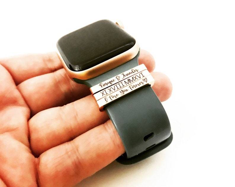 Personalized Smart Watch Band Charm Engraved Anniversary Gift New Mom Gift Weight Loss Tracker Fitness Gift Unisex Self Care Gift - namenecklace