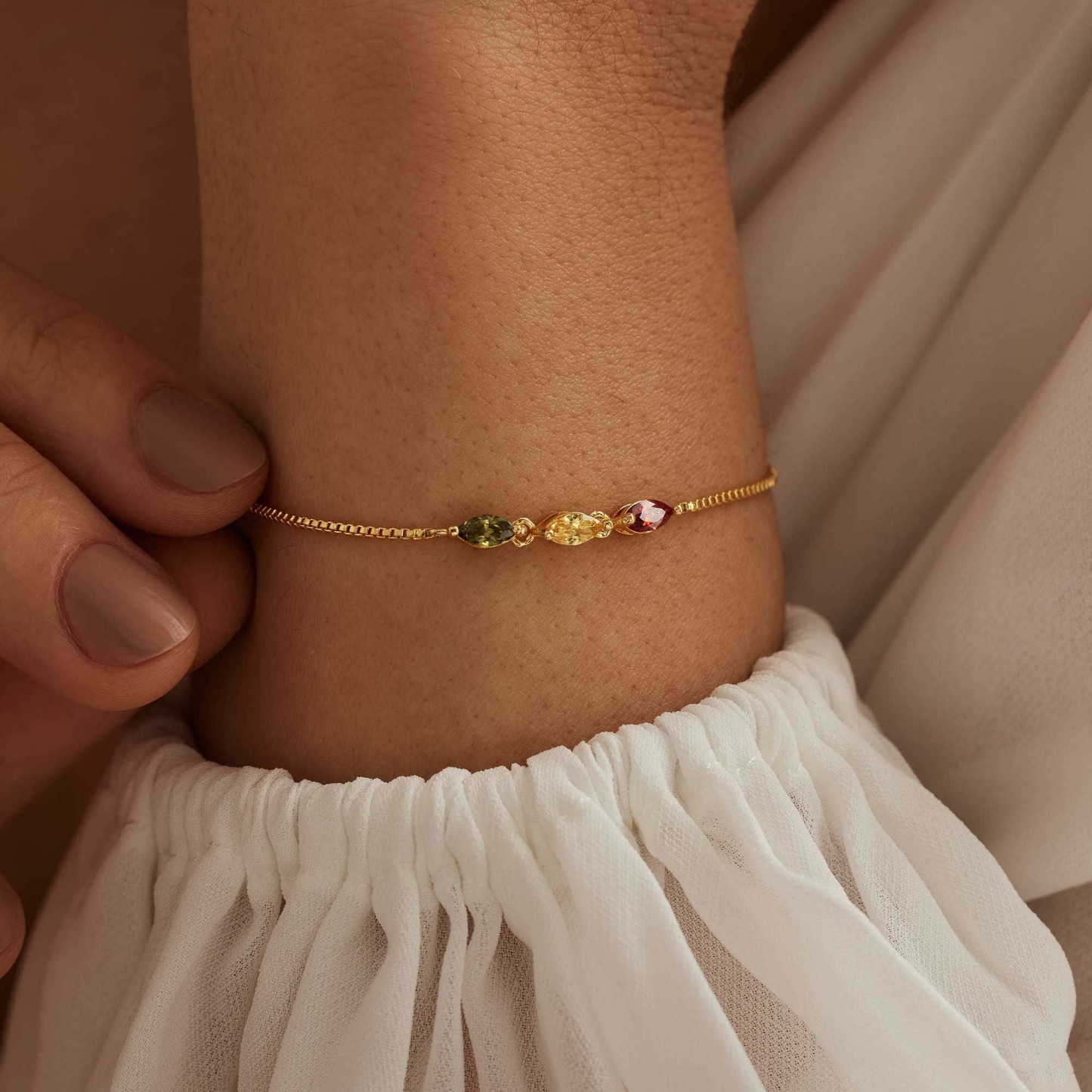 Personalized Marquise Birthstone Bracelet Custom 1 to 5 Birthstones Jewelry Custom Family Names Bracelet Custom Gift for Mom  Mother's Day Gift for Wife