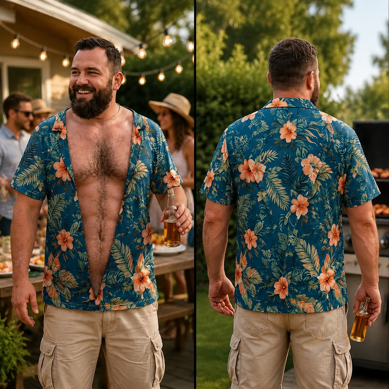 Personalized Hawaiian Beach Shirt Custom Funny Chest Hair T-Shirt Gift for Him