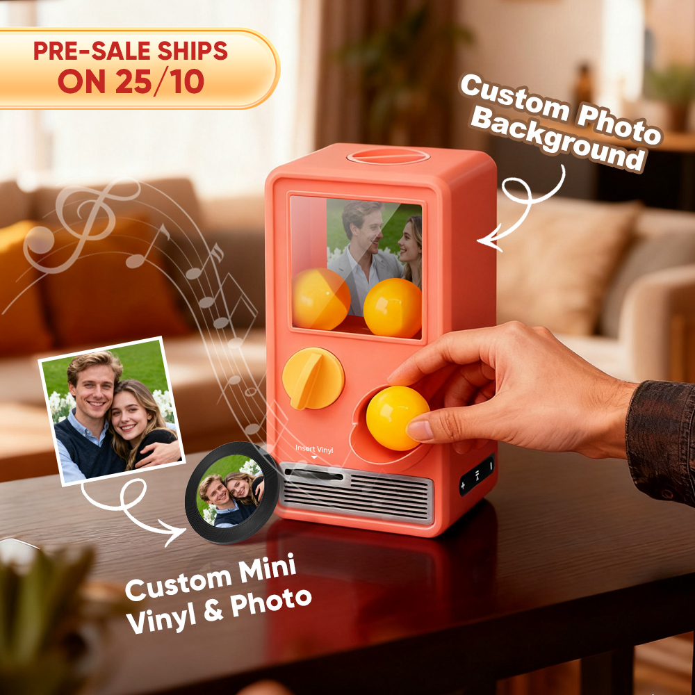 (Pre-Sale, Ships on 25/10) Personalized Music and Photo Music Gachapon Machine Custom Song Mini Record Box Retro Gifts for Her