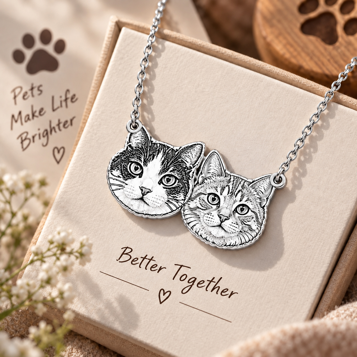 Personalized 925 Sterling Silver 3D Relief Pet Head Charm Necklace Custom  1 To 5 Pet Portrait Pendant Gifts For Pet Owners