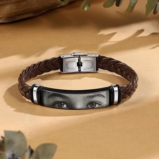 Personalized Lover Eyes Picture Bracelet for Men Custom Engraved People Eyes Couple