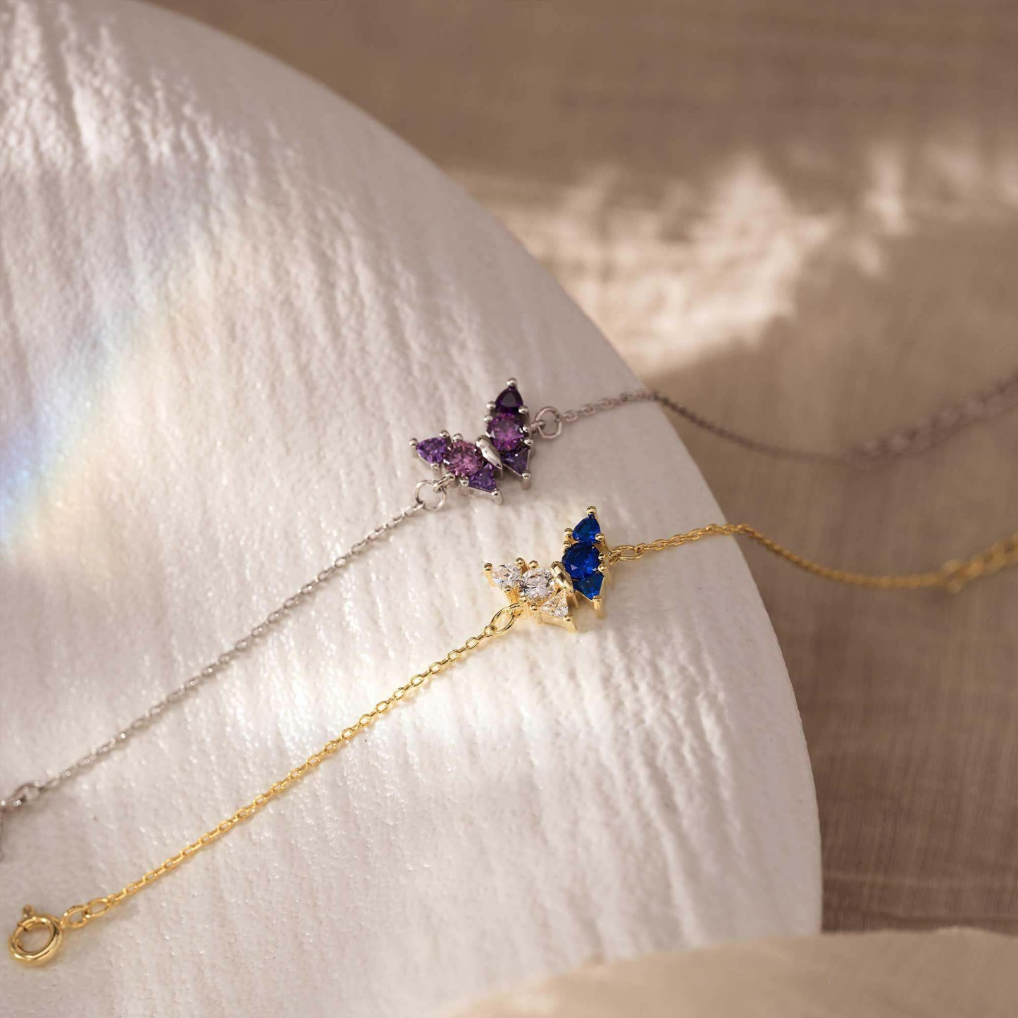 Personalized Butterfly Birthstone Bracelet Custom Two Birthstones Jewelry Custom Family Member Gift Custom Butterfly Charm Bracelet Mother's Day Gift