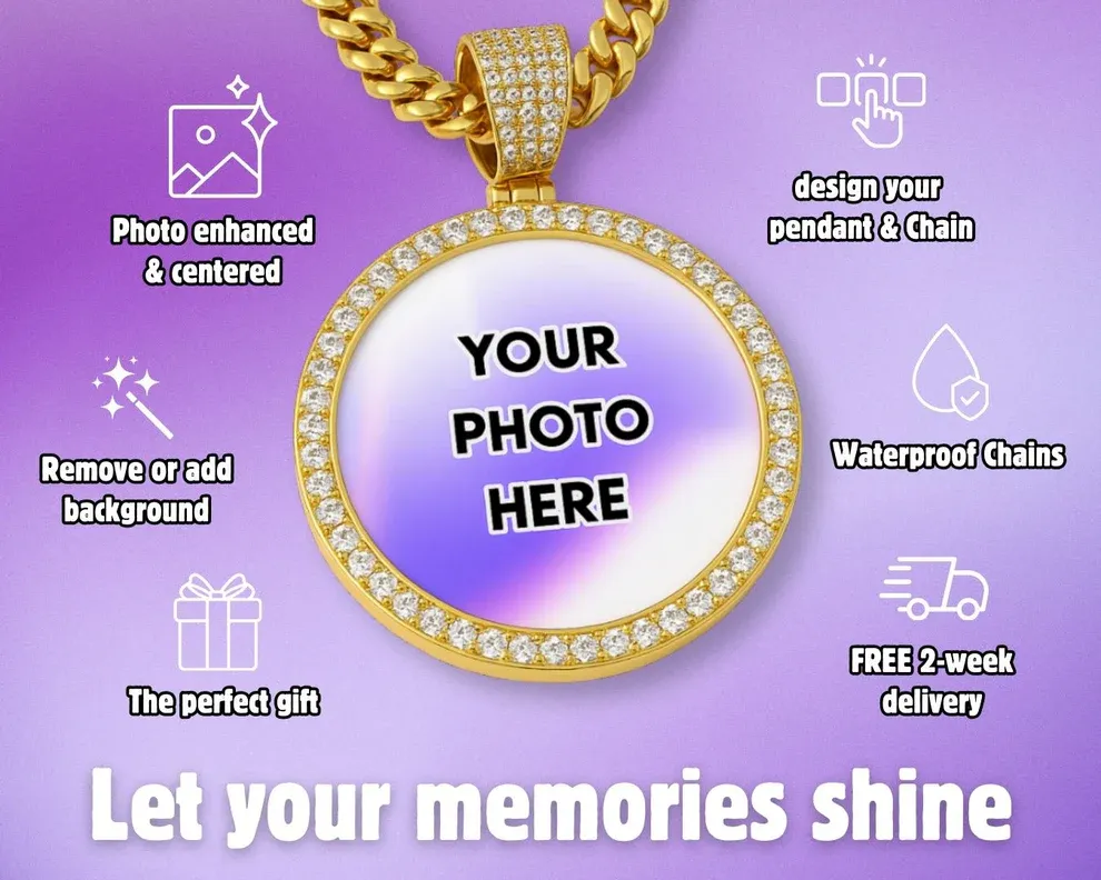 Custom Photo Pendant Necklace Multiple Shapes Personalized Keepsake For Her And Him Gifts