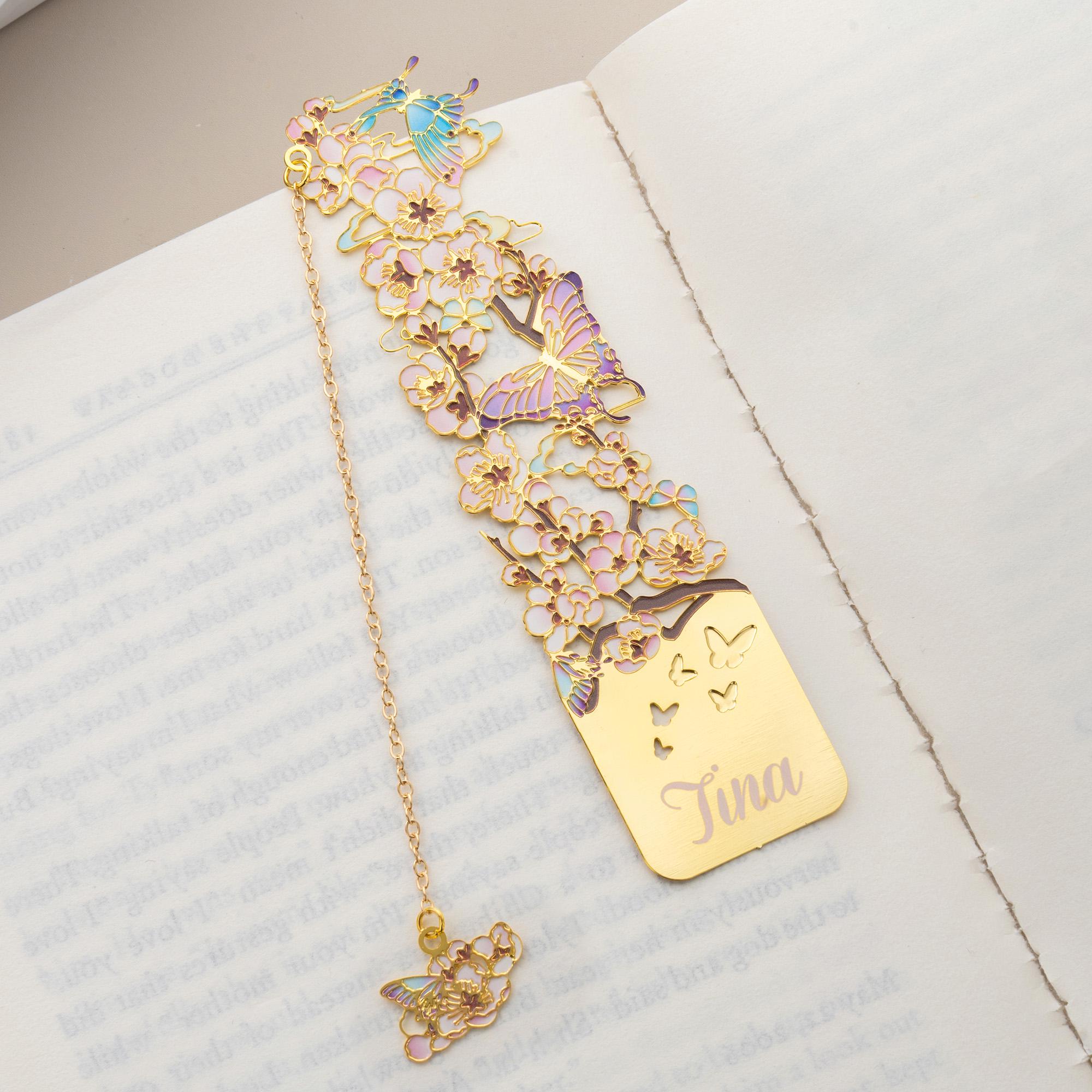 Personalized Birth Month Flower Metal Bookmark Custom Engraved Bookish Gift for Her