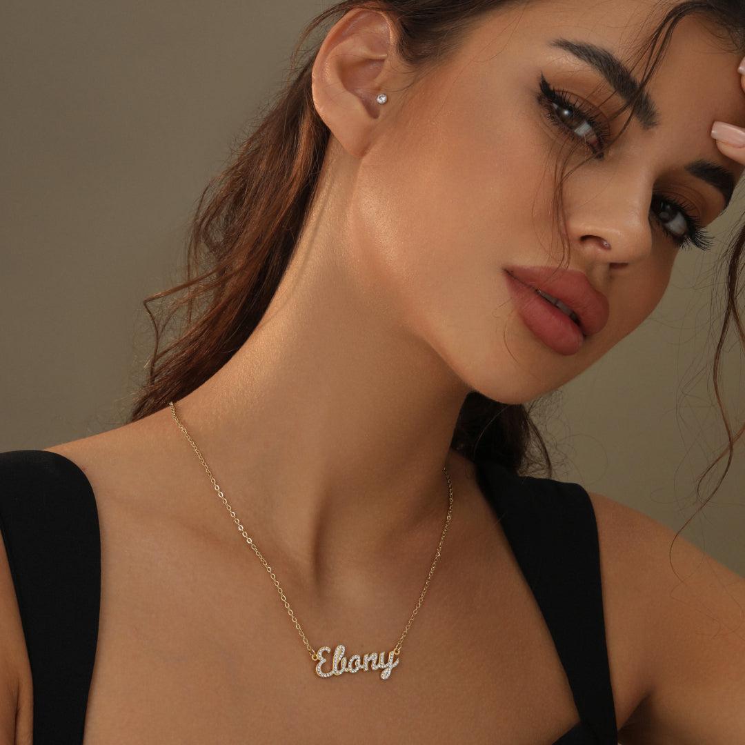 Custom Name Necklace: Design Your Dazzling Statement Personalized Diamond-Accent Name Necklace Sparkling Name Necklace for Her