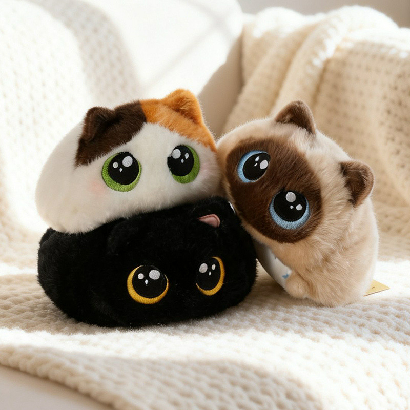 Stackable Plush Cat Squeeze Toy Cute Feline Stuffed Stress Toy Christmas Gift for Kids