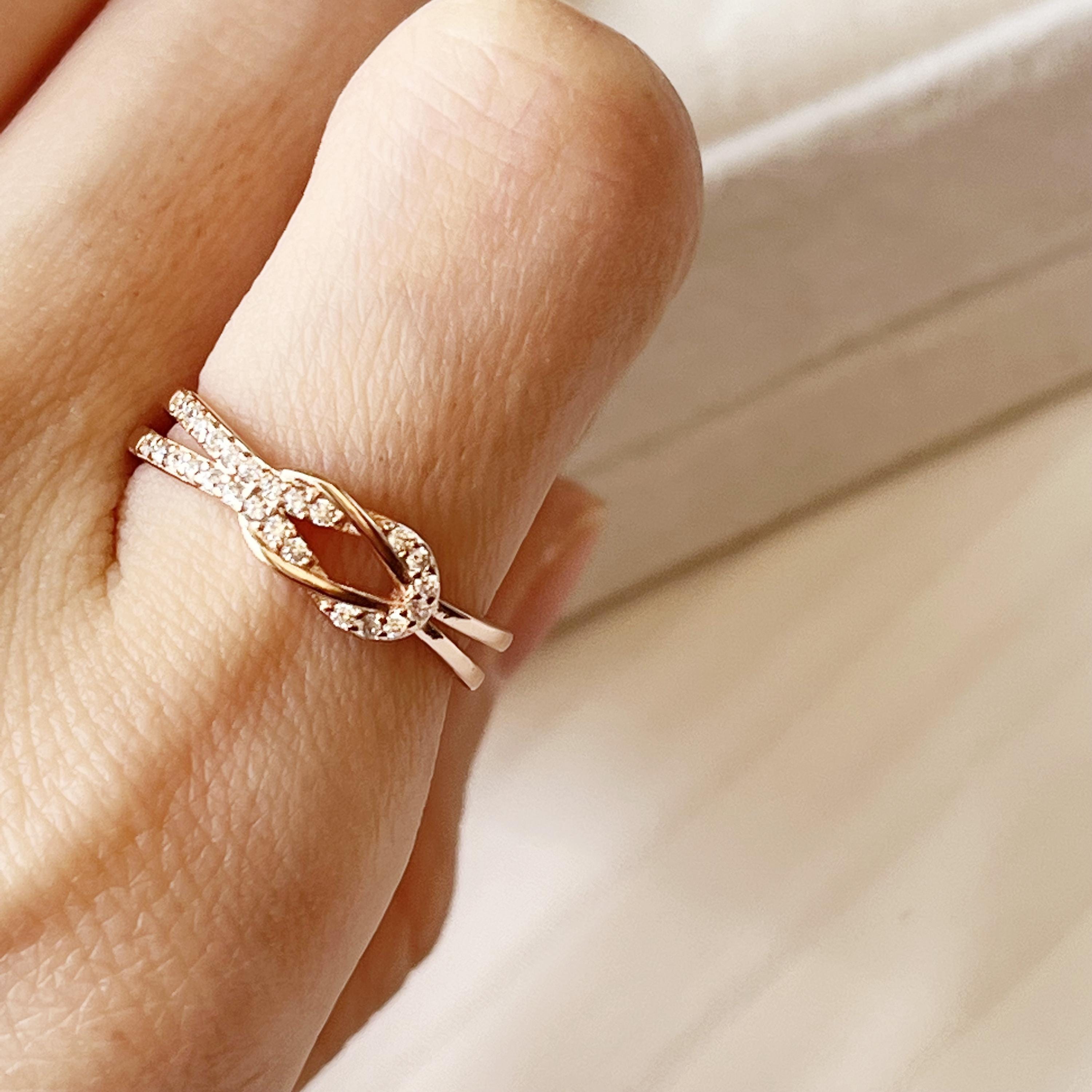 Infinity Love Knot Promise Ring CZ Cubic Zirconia Ring Gift for Girlfriend