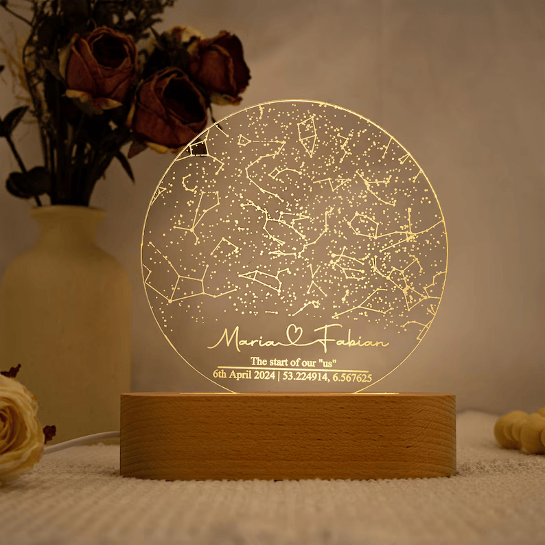 Custom Star Map by Date Night Light – Personalized Anniversary Gift, Unique Engagement Present, Wedding Keepsake, Starry Night Constellation Map
