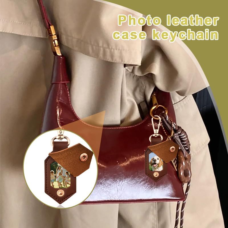 Personalized Photo and Calendar Leather Keychain with Custom Text Christmas Gifts for Him - namenecklace