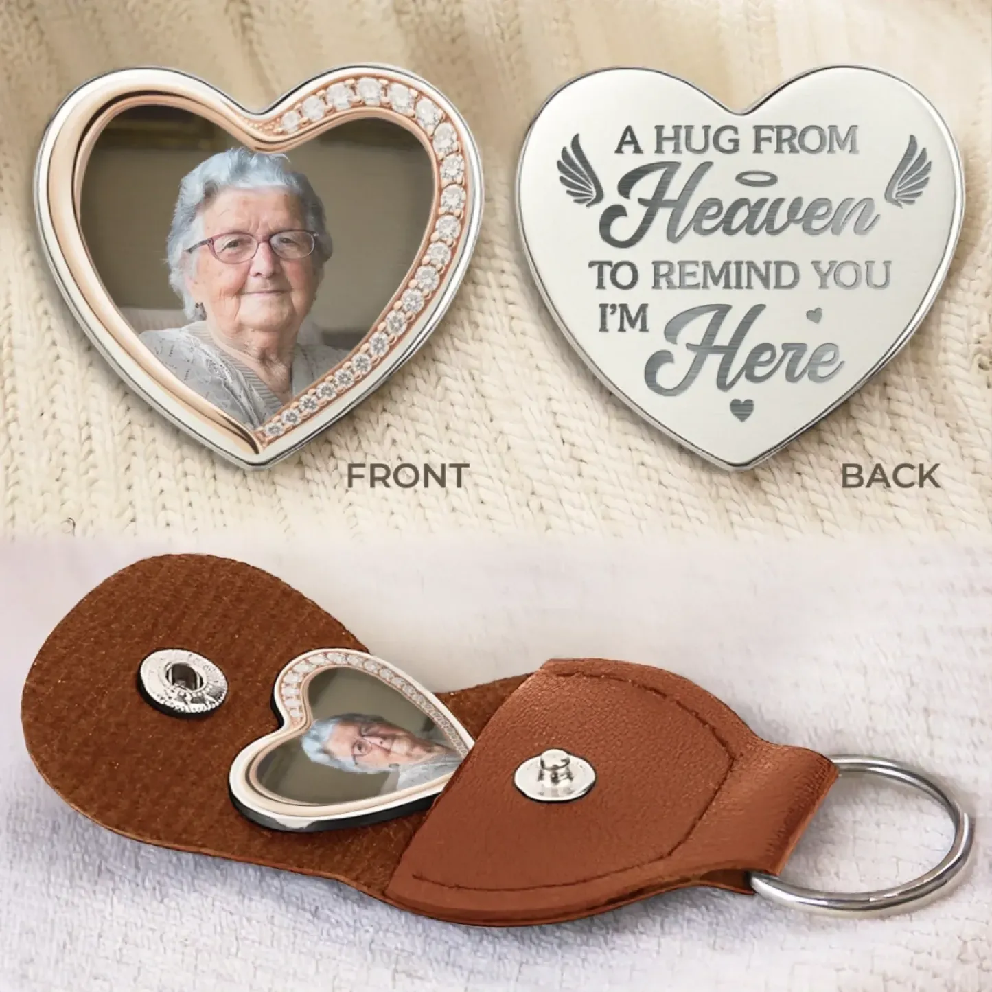Personalized Pocket Heart Keychain with Custom Photo and Engraved Message – Meaningful Gift for Loved Ones