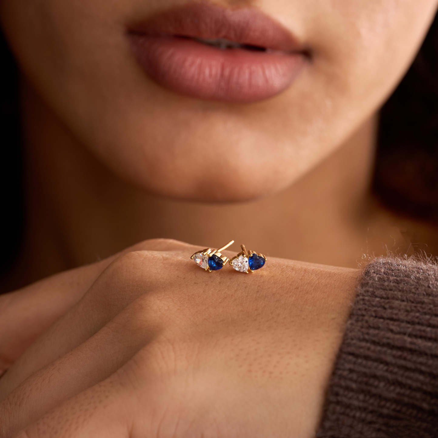 Custom Two Heart Birthstone Stud Earrings Personalized Dual Birthstone Heart Earrings Anniversary Gift for Her Mother's Day Gifts