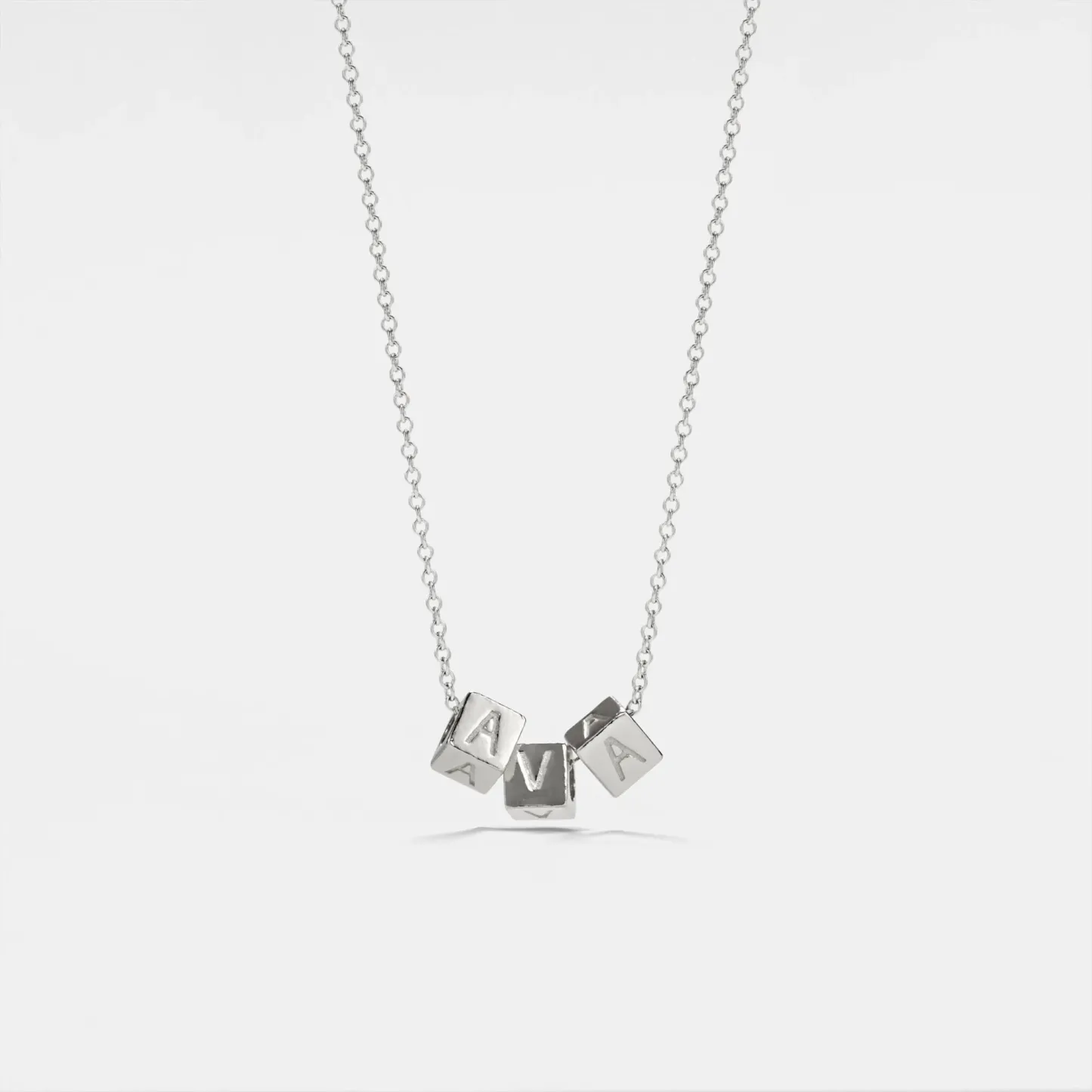 Custom Name Cube Charm Necklace Personalized Block Letter Jewelry Initial Cubic Bead Pendant  Gift for Her