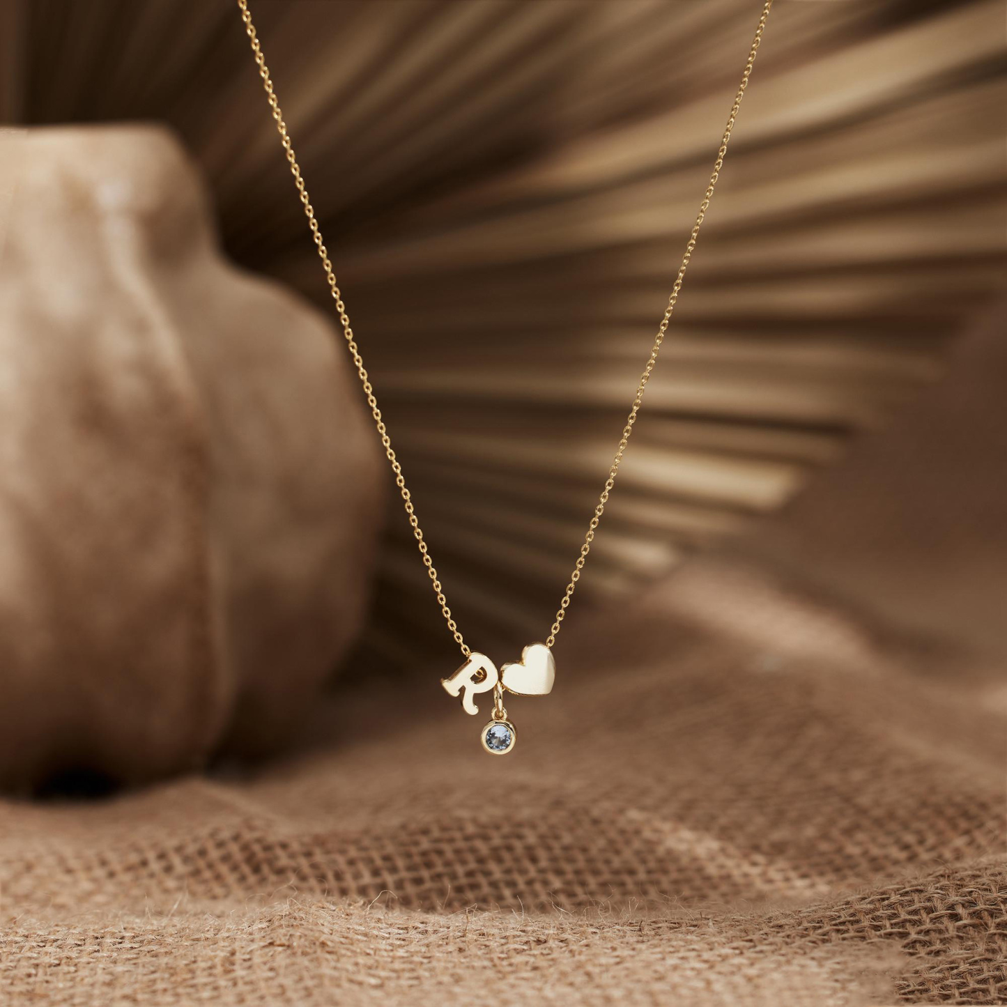 Valentine's Day Gift Custom Birthstone Initial Heart Necklace Personalized Letter and Birthstone Necklace Your Initial My Heart Love Charm Necklace