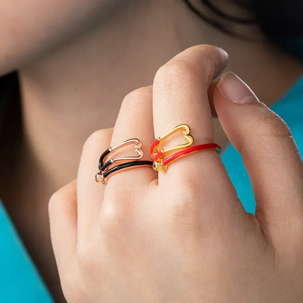 Custom Stethoscope Ring with Birthstone – Meaningful Medical Jewelry for Healthcare Professionals Gift for Nurse, Doctor, or Medical Student