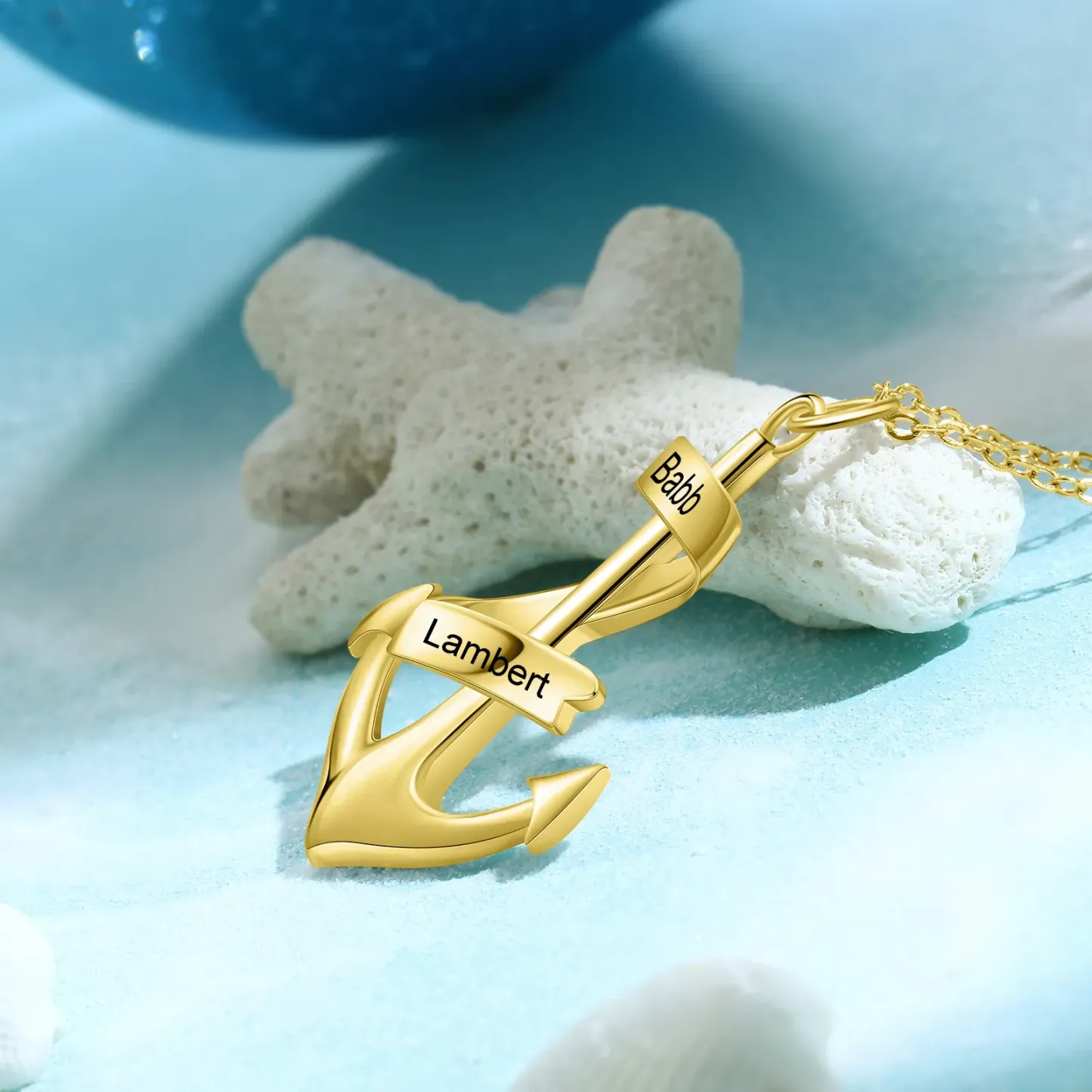 Personalized Anchor Necklace with 2 Names Custom Nautical Anchor Pendant Engraved Pirate Anchor Necklace Gifts for Friends