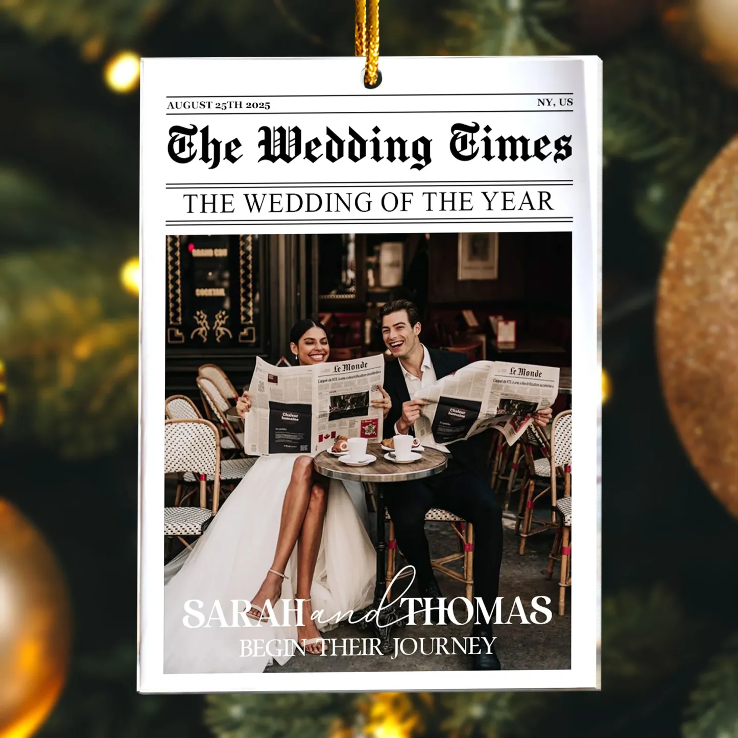 Custom Christmas Couples Gifts The Wedding Of The Year Newlywed Couples Personalized Photo Ornament