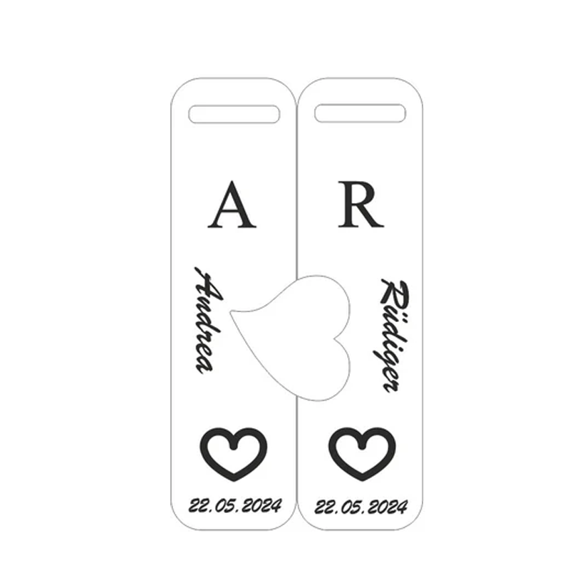 Couple Puzzle Keychain Set – Personalised Wooden Keyring with Engraved Names & Symbols Matching Gift for Partners or Best Friends