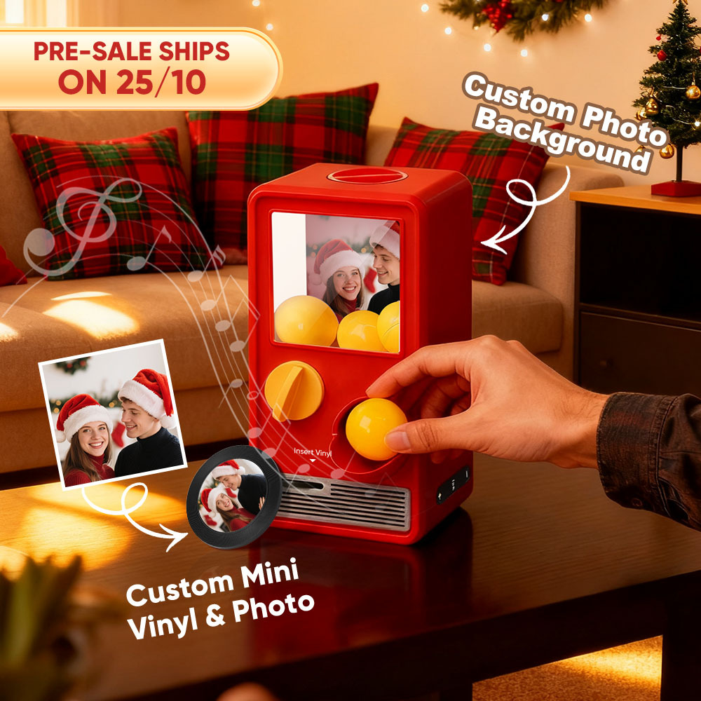 (Pre-Sale, Ships on 25/10) Personalized Music and Photo Music Gachapon Machine Custom Song Mini Record Box Retro Christmas Gifts for Her