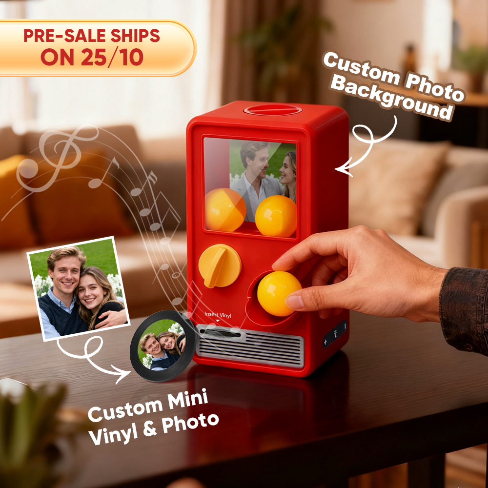 (Pre-Sale, Ships on 25/10) Personalized Music and Photo Music Gachapon Machine Custom Song Mini Record Box Retro Gifts for Her