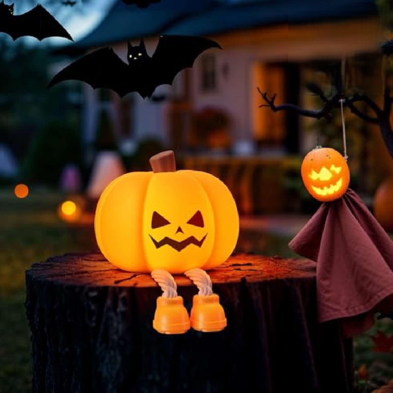 Pumpkin Night Light Decor, Cute Night Light For Kids Room, silicone pumpkin lantern dimmable, Halloween decoration atmosphere lamp