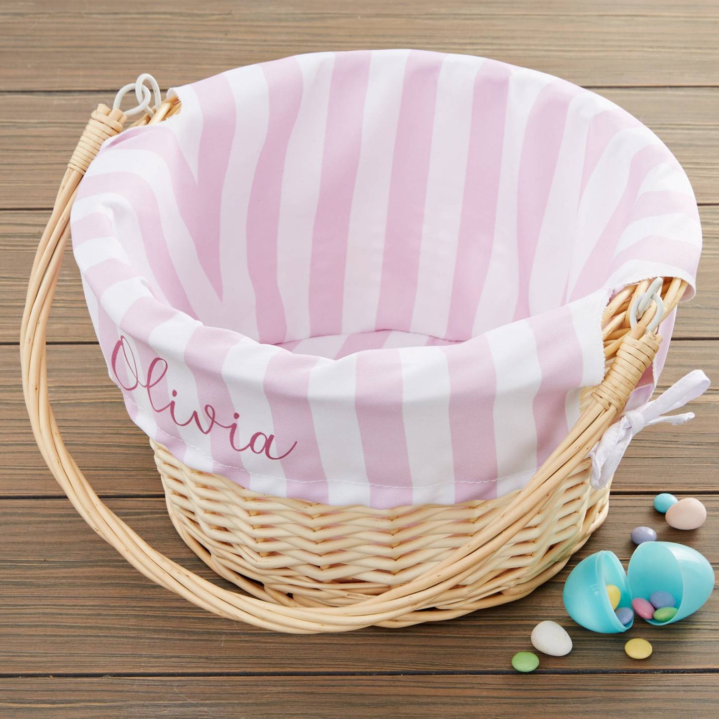 Delicate Stripes Personalized Natural Easter Basket, Easter Basket, Kids Basket, Easter, Basket, Personalized Easter Basket