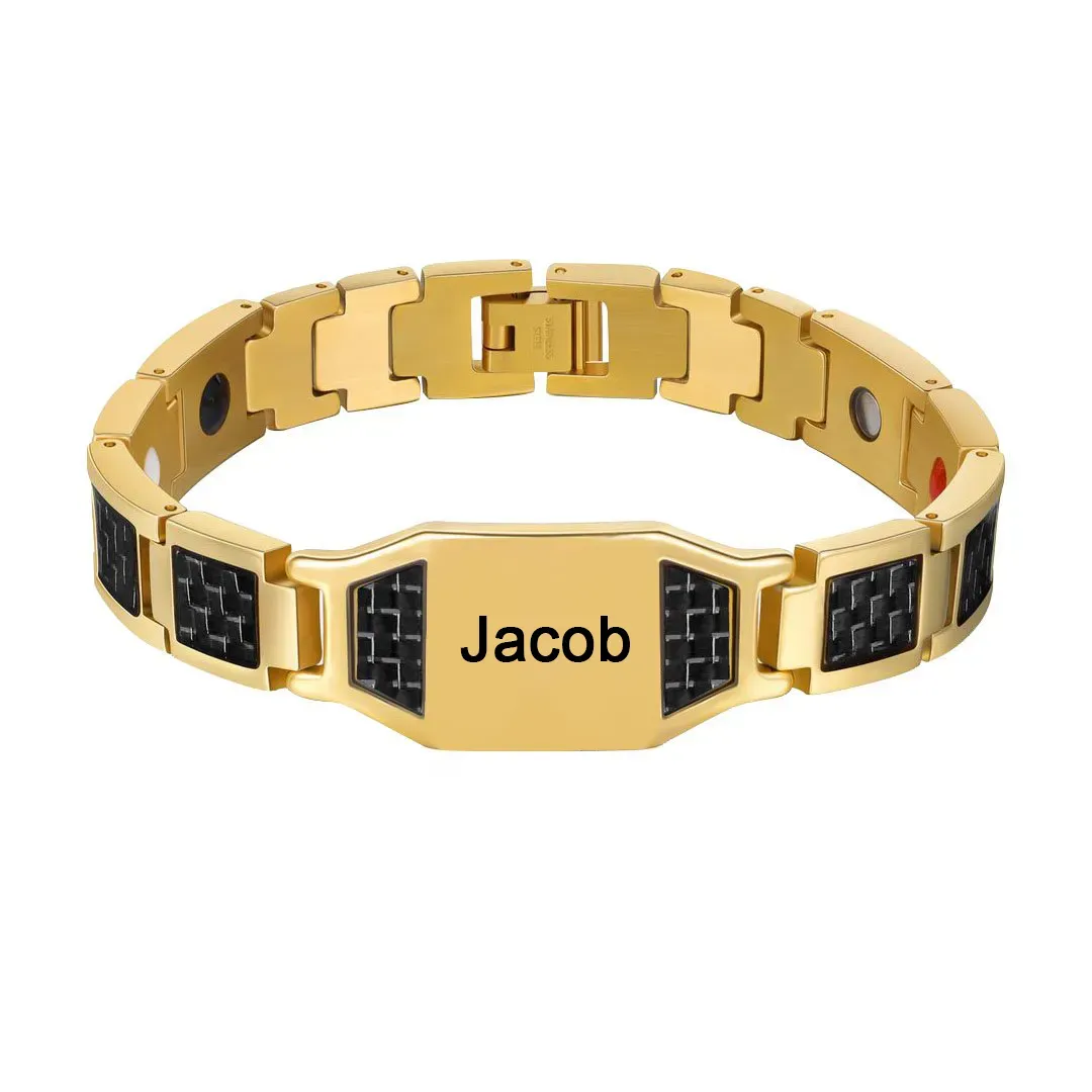 Personalized Carbon Fiber Energy Bracelet Custom Engraved Men's Carbon Fiber Bracelet Personalized Name Men's Bracelet