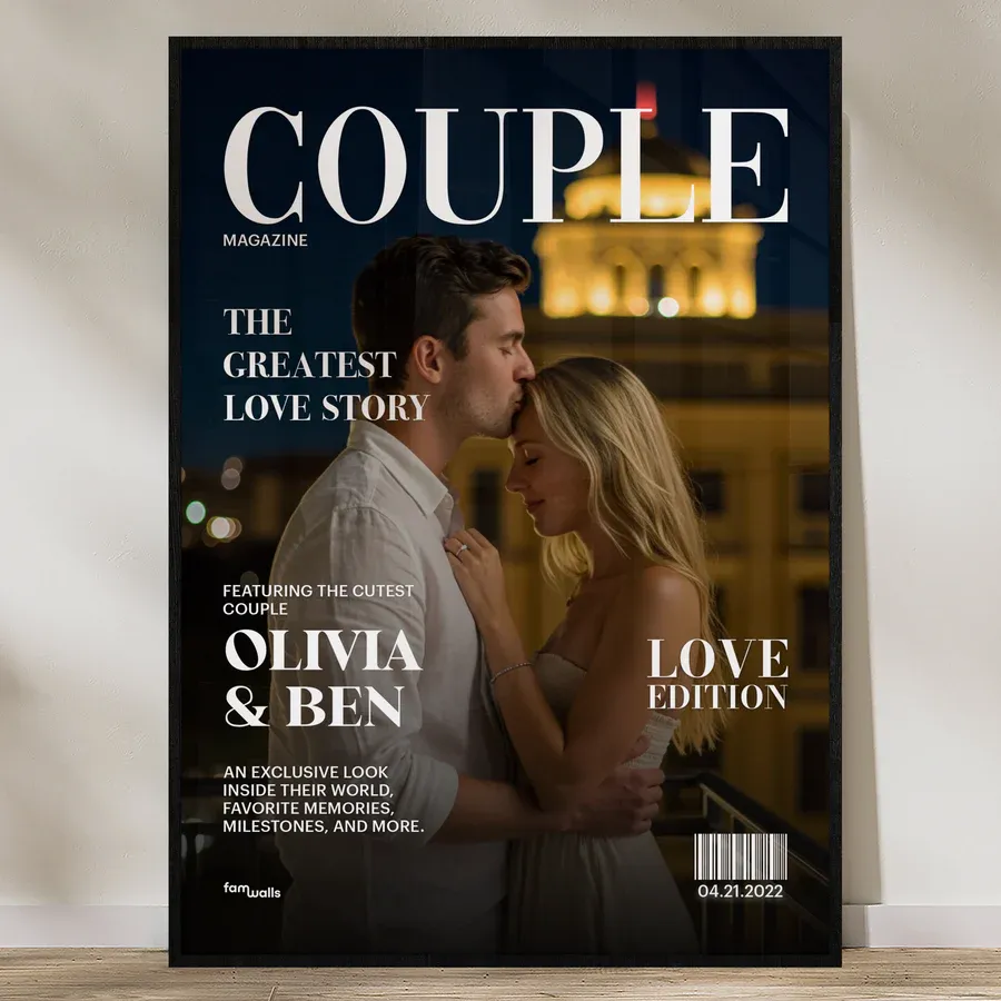 Custom Create Your Own Love Story Magazine Cover with Personalized Photos, Names & Date Valentine’s Day Gifts For Couple