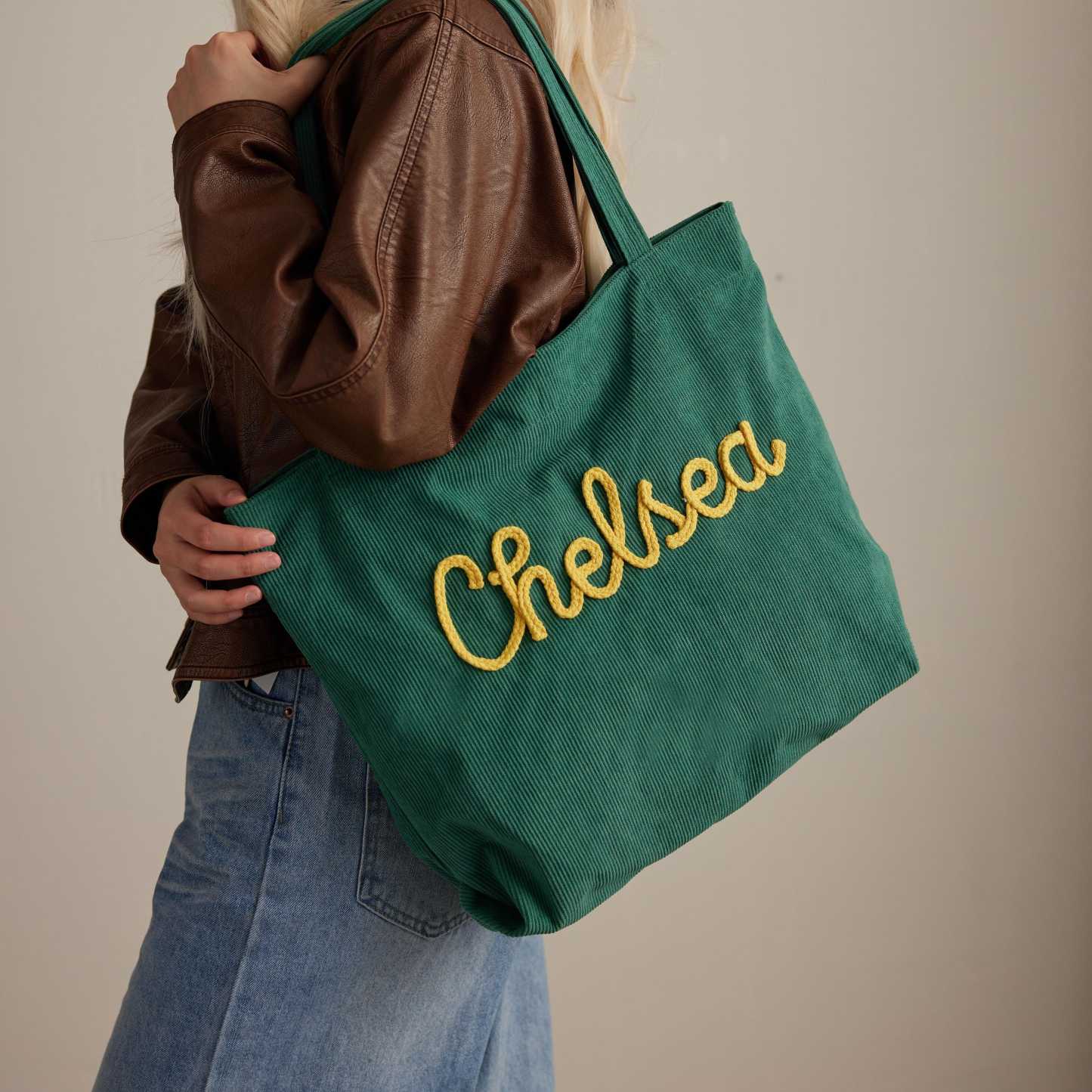 Custom Corduroy Tote Bag Personalized Embroidered Corduroy Tote Bag With Magnetic Buckle Mother's Day Gifts