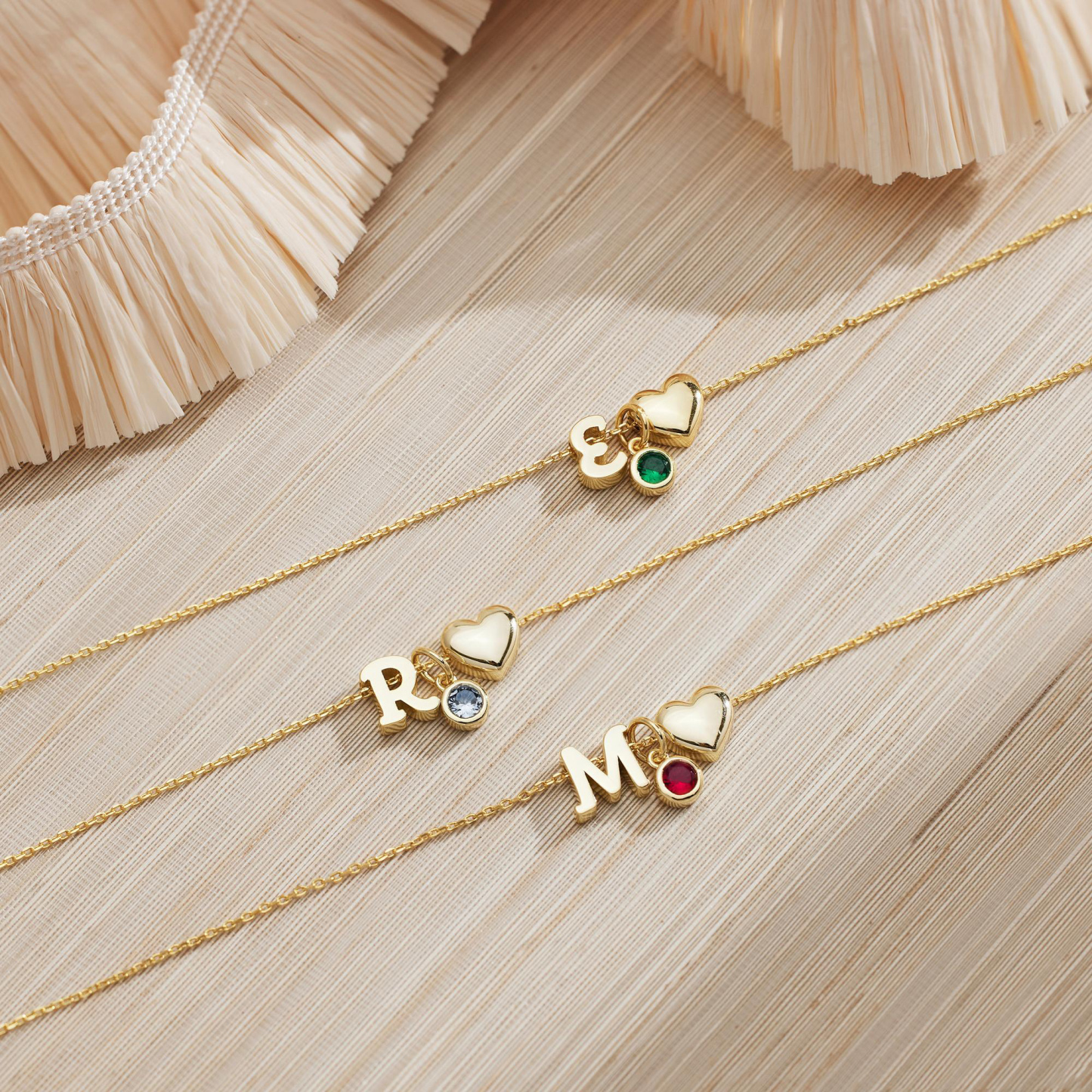 Valentine's Day Gift Custom Birthstone Initial Heart Necklace Personalized Letter and Birthstone Necklace Your Initial My Heart Love Charm Necklace