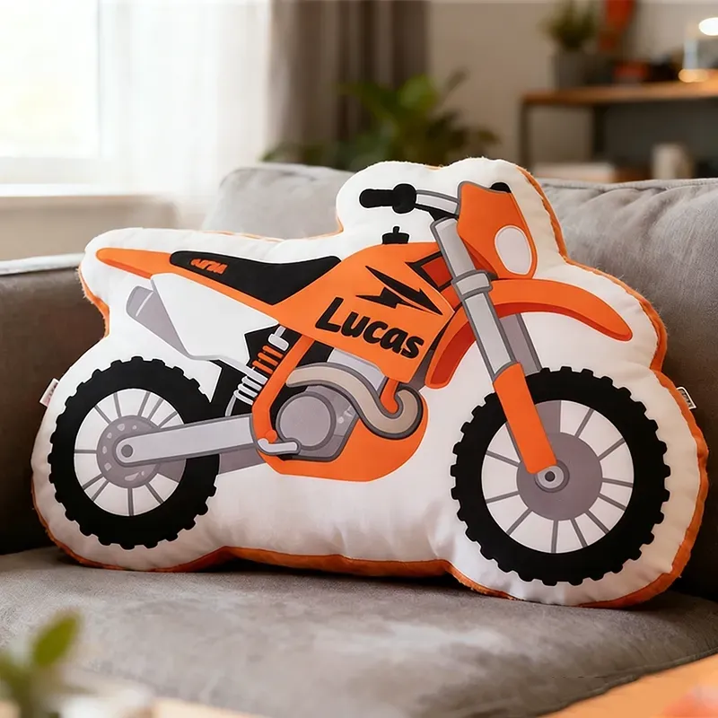 Personalized Motorcycle Pillow Custom Name Motorbike 3D Graphic Print Pillow 3D Graphic Motorcycle Cushion Gifts for Kids