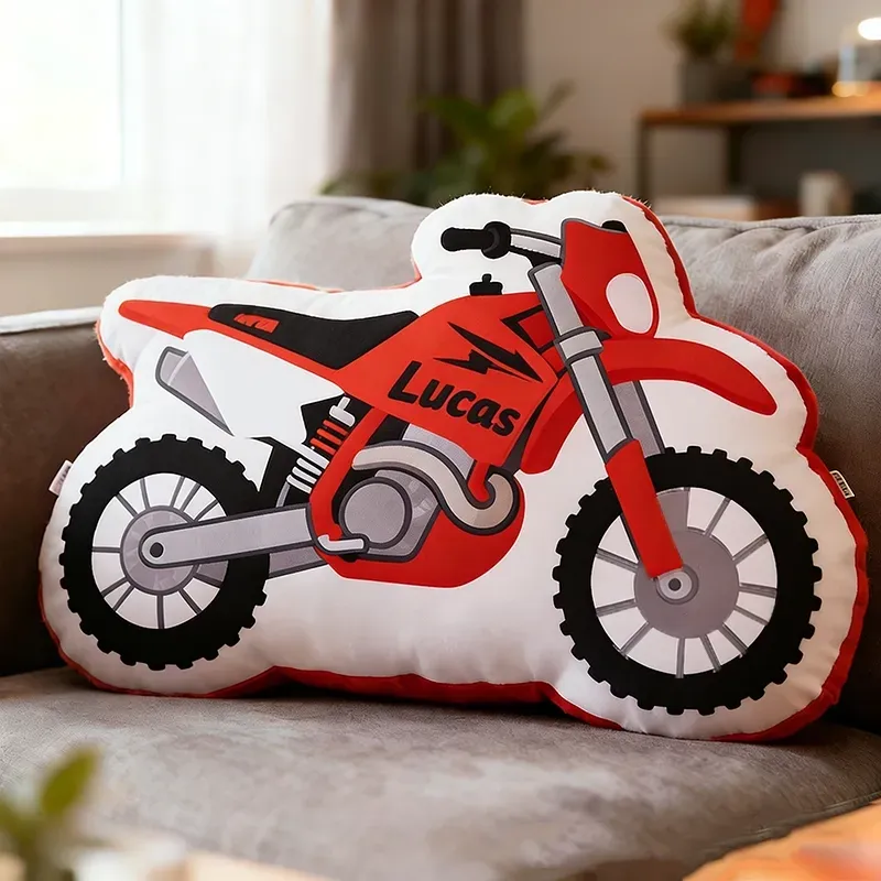 Personalized Motorcycle Pillow Custom Name Motorbike 3D Graphic Print Pillow 3D Graphic Motorcycle Cushion Gifts for Kids