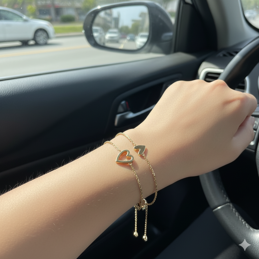 Matching Hearts Adjustable Bracelet Set Dainty Interlocking Heart Couple/Friendship Bracelets Love Connection Adjustable Bracelets