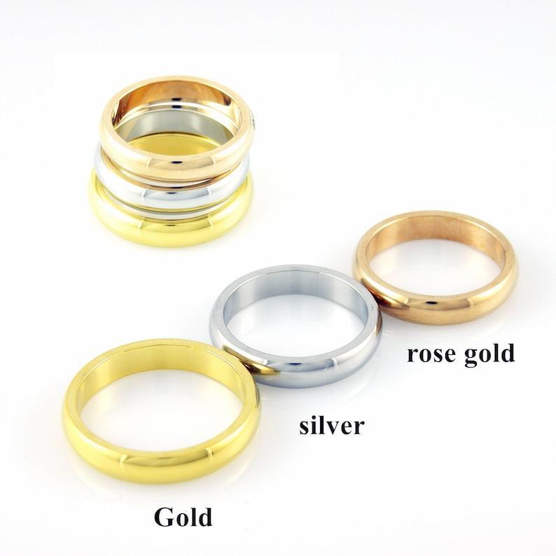 Personalized Ring Custom Name Ring Engraved Mirror Polishing Stainless Steel Ring Rose Gold Ring Custom Engraved Wedding Ring Gift