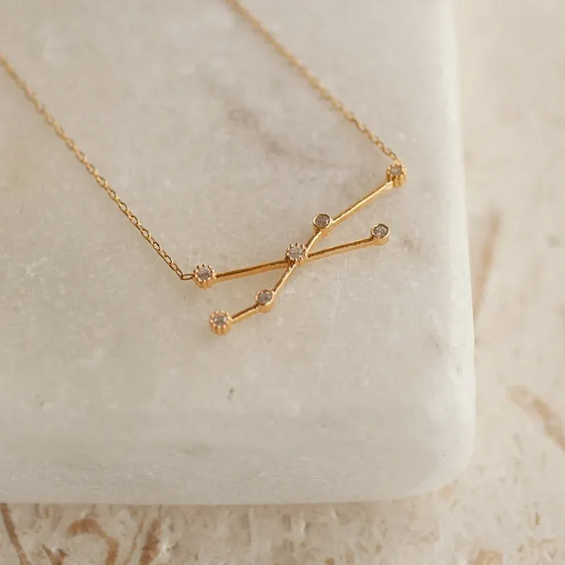 Dainty Constellation Necklace in Gold, Silver, or Rose Gold  Personalized Zodiac Jewelry Celestial Birthday Gift for Her