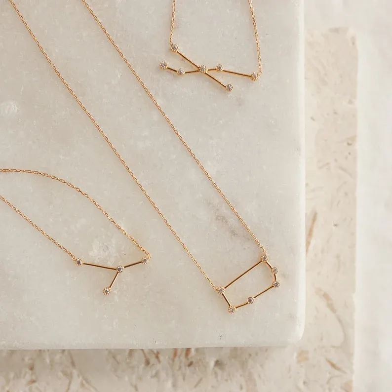 Dainty Constellation Necklace in Gold, Silver, or Rose Gold  Personalized Zodiac Jewelry Celestial Birthday Gift for Her