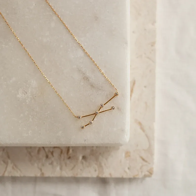Dainty Constellation Necklace in Gold, Silver, or Rose Gold  Personalized Zodiac Jewelry Celestial Birthday Gift for Her