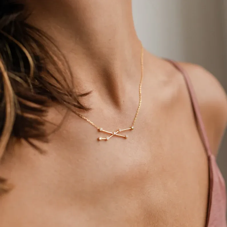 Dainty Constellation Necklace in Gold, Silver, or Rose Gold  Personalized Zodiac Jewelry Celestial Birthday Gift for Her