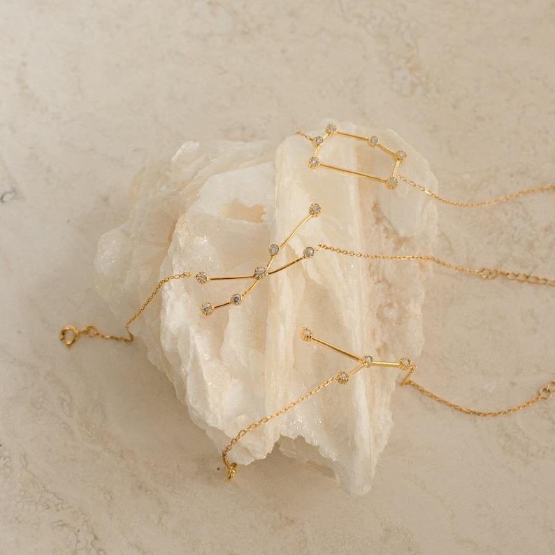Dainty Zodiac Constellation Bracelet, Celestial Star Sign Jewelry for Her