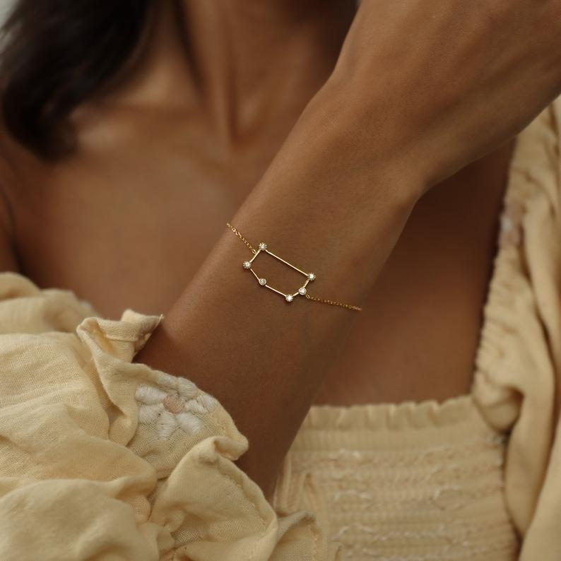 Dainty Zodiac Constellation Bracelet, Celestial Star Sign Jewelry for Her